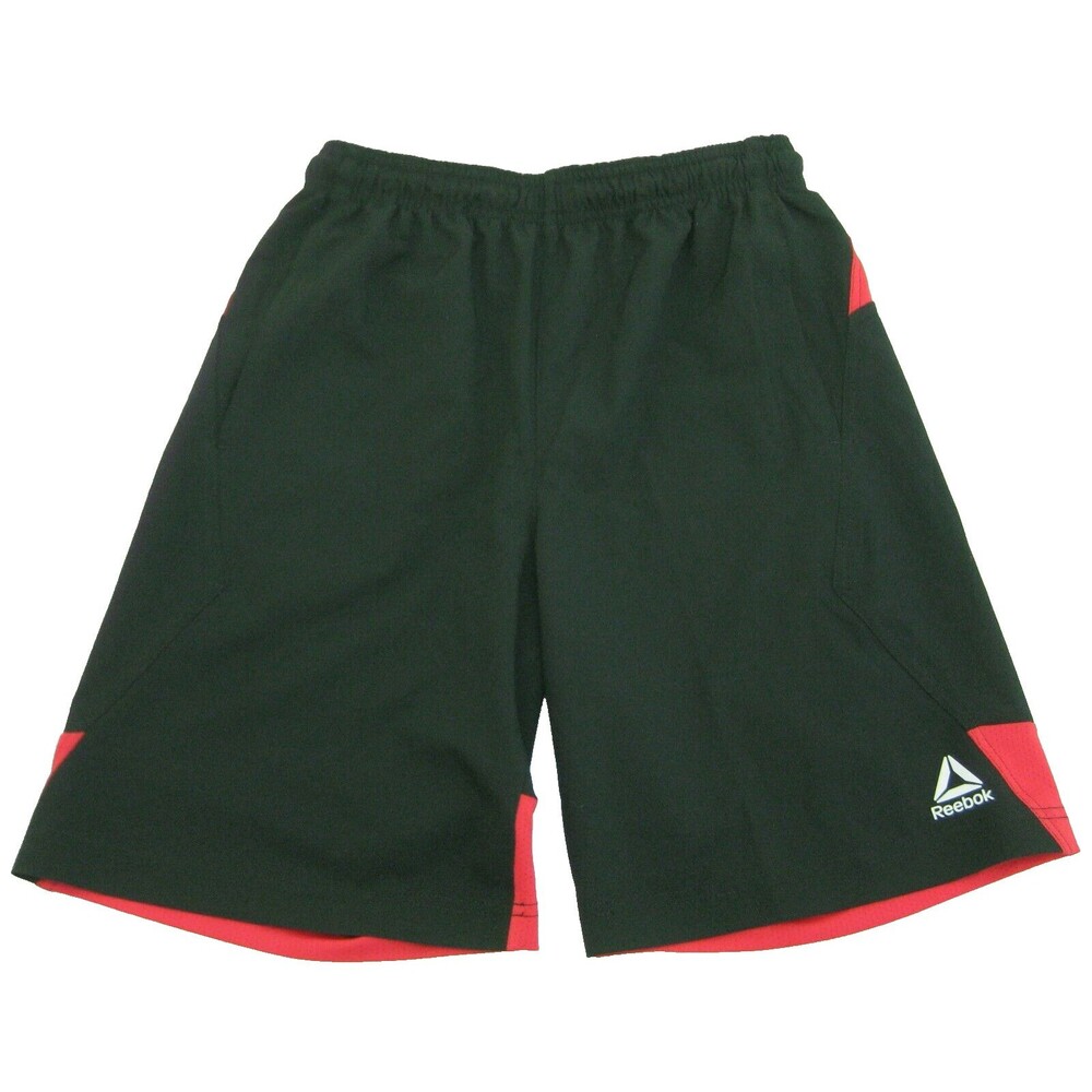 REEBOK Boy's (Size 14/16 Youth XL) Black Red Athletic Shorts Gym Fitness Sports